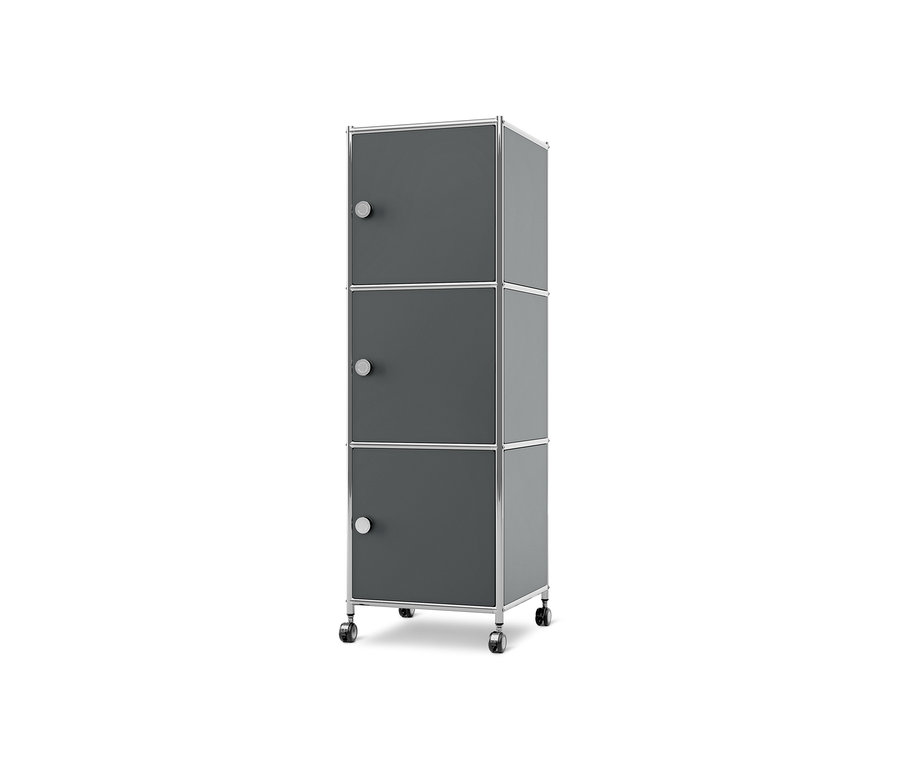 Caisson en métal gris à roulettes « CN3 » avec 3 portes.