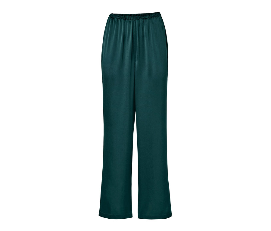 Pantalon de pyjama vert en pure soie.