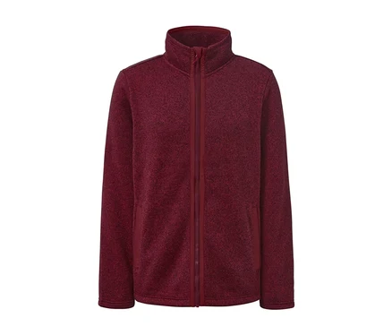 Veste en maille polaire rouge avec fermeture éclair.