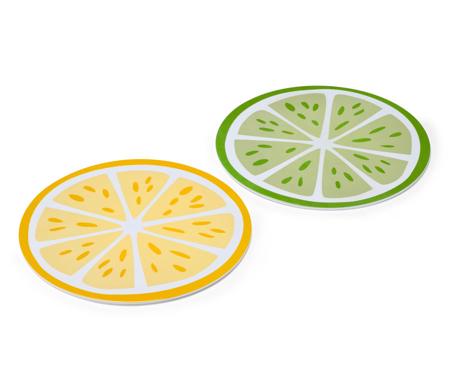 Deux planches à petit-déjeuner avec motif citron et citron vert.
