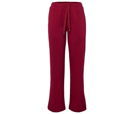 Pantalon de survêtement bordeaux avec cordon de serrage à la taille.