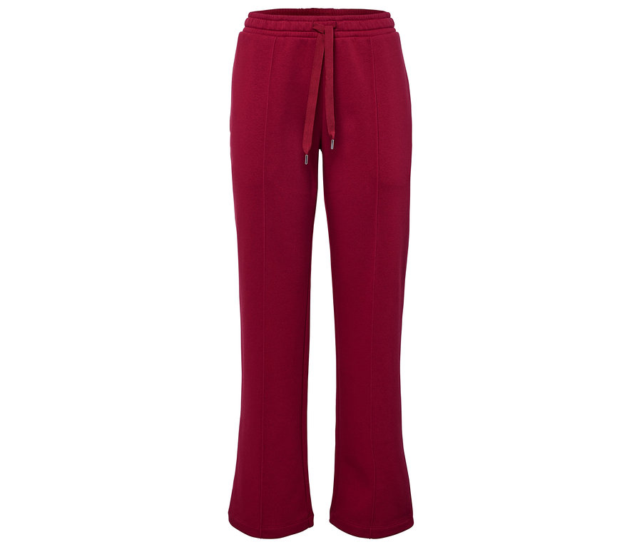 Pantalon de survêtement bordeaux avec cordon de serrage à la taille.