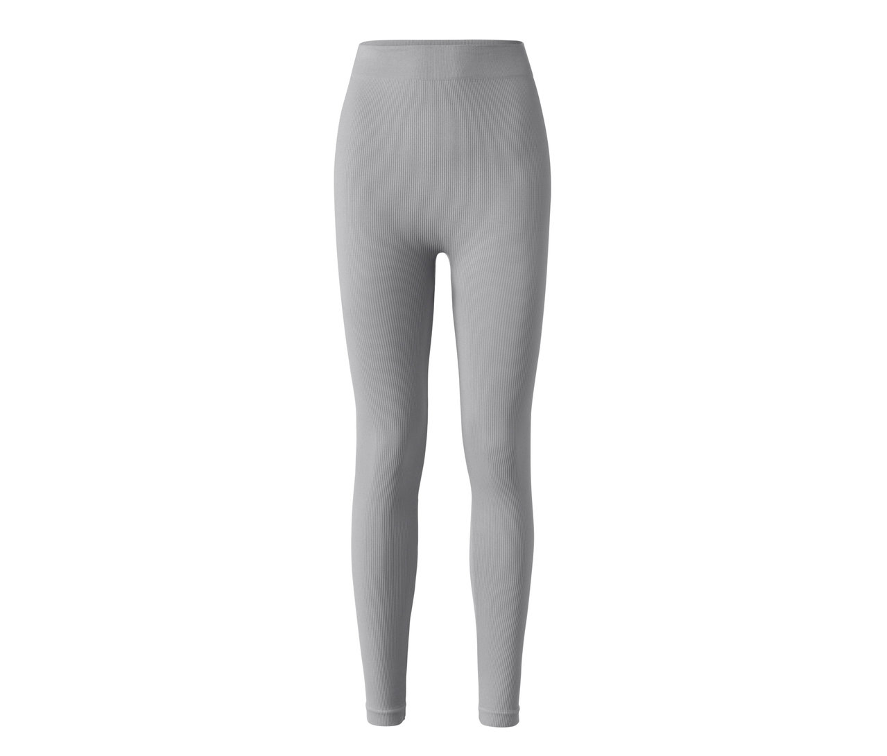 Un legging côtelé gris sur fond blanc.