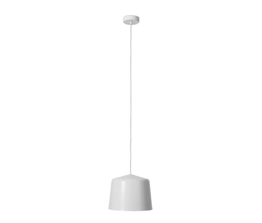 Lampe suspendue en métal blanc.
