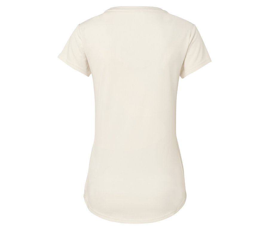 Vue arrière d'un t-shirt crème à manches courtes.
