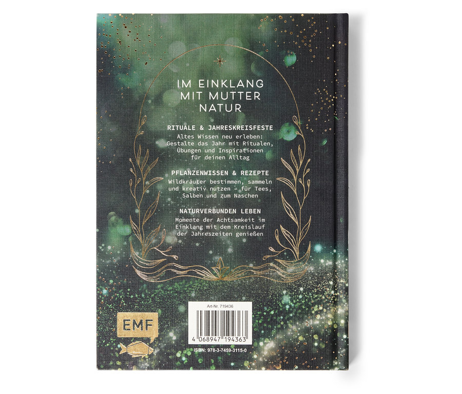 Dos d'un livre avec le texte en allemand "IM EINKLANG MIT MUTTER NATUR".