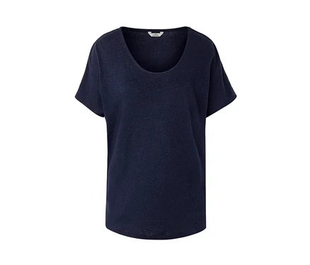 Un t-shirt bleu marine en lin mélangé.