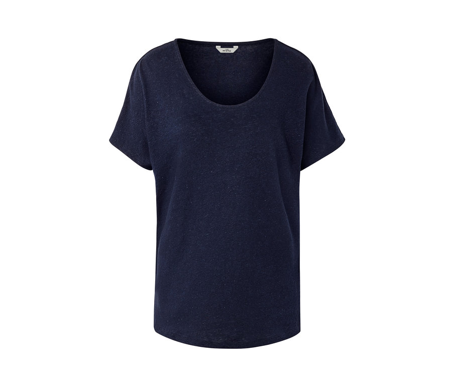 Un t-shirt bleu marine en lin mélangé.