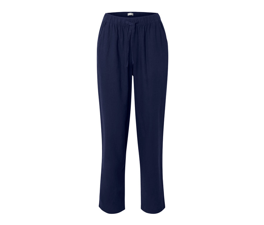 Pantalon en lin bleu foncé.