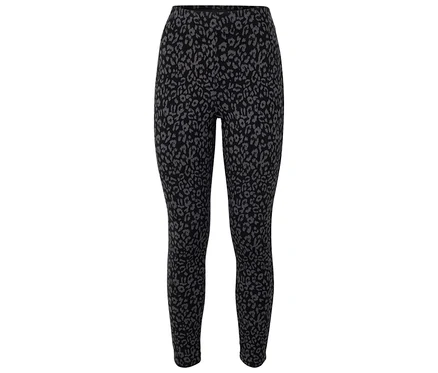 Leggings noirs avec un motif animalier gris.