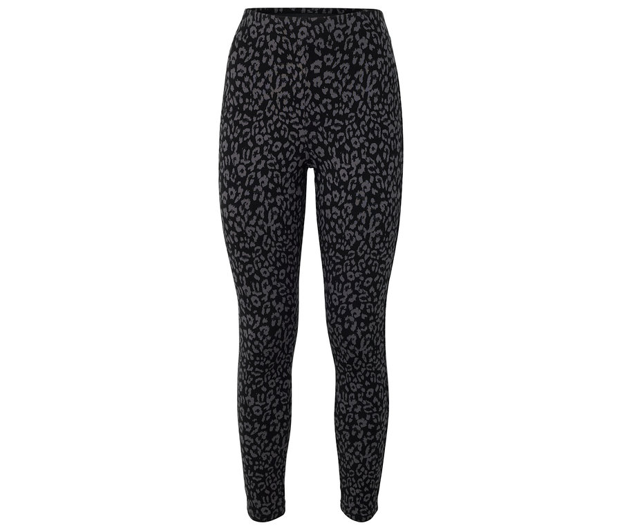 Leggings noirs avec un motif animalier gris.