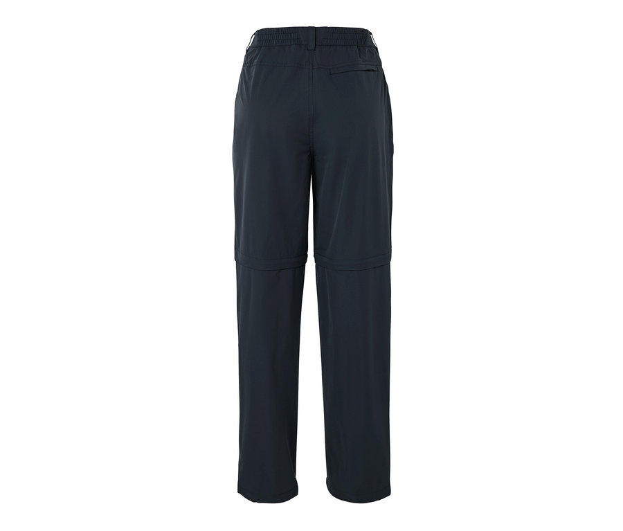 Gros plan sur l'arrière d'un pantalon fonctionnel 2 en 1 bleu.