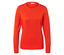 Pull en maille orange à manches longues avec boutons aux poignets.