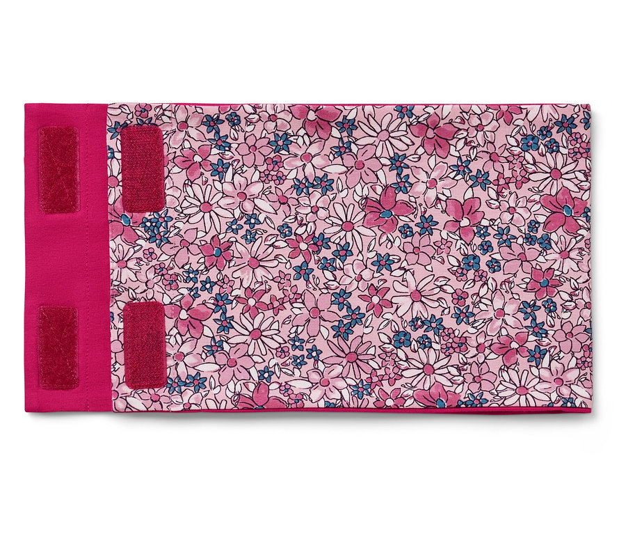 Foulard pour enfant avec fermeture auto-agrippante et motif floral.