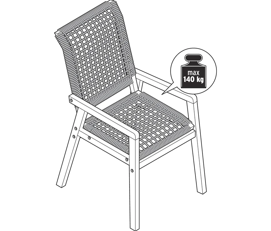 Illustration d'une chaise à dossier haut avec un tissage textile.