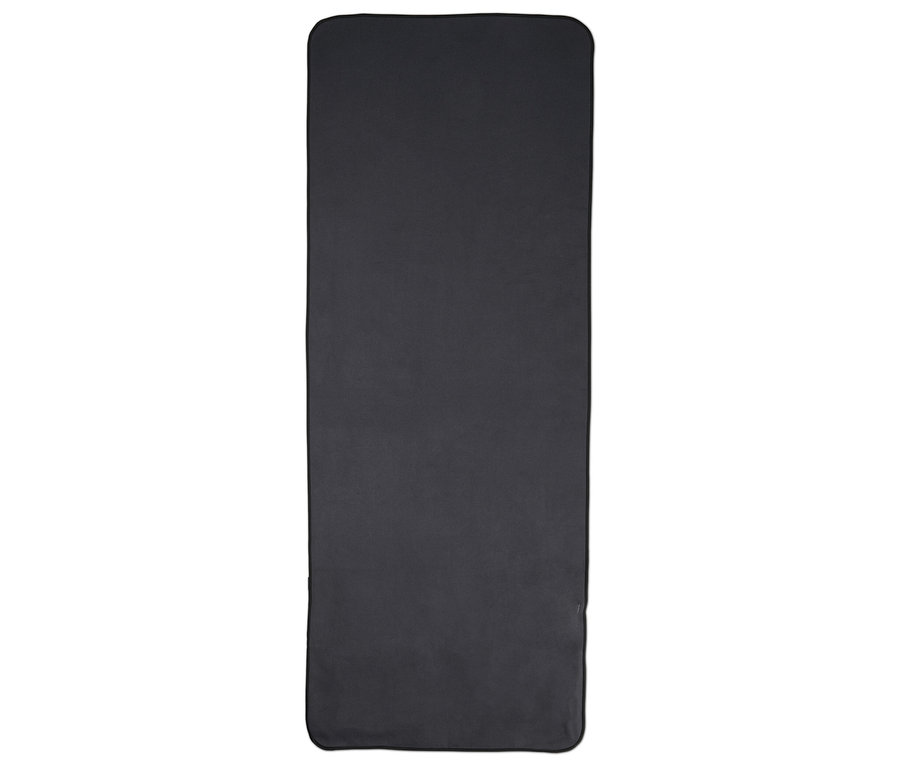 Un tapis d'exercice noir.