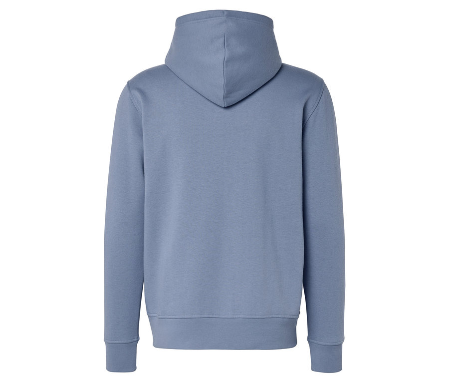 Vue arrière d'un sweat à capuche bleu clair.