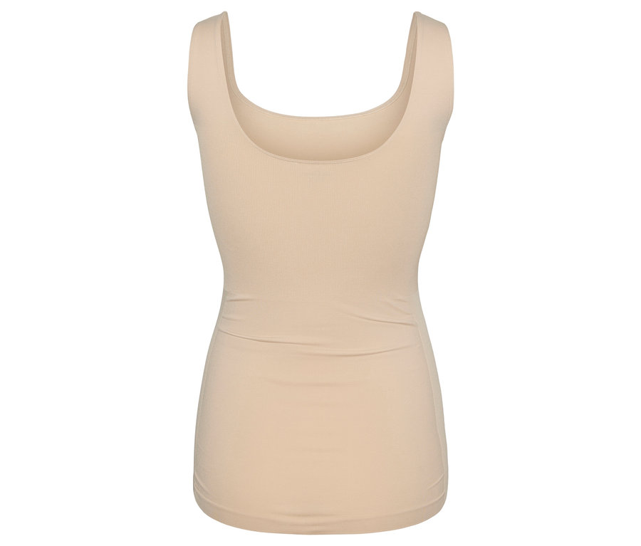 Un seul débardeur couleur chair MAMALICIOUS MLHEAL TANK TOP NOOS A. posé sur un fond blanc.