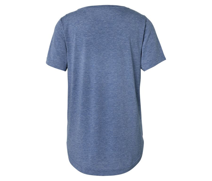 Vue arrière d'un t-shirt bleu.