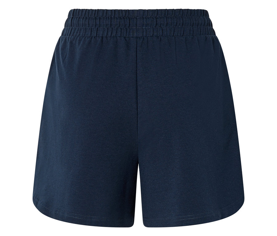 Short bleu marine avec taille élastique.