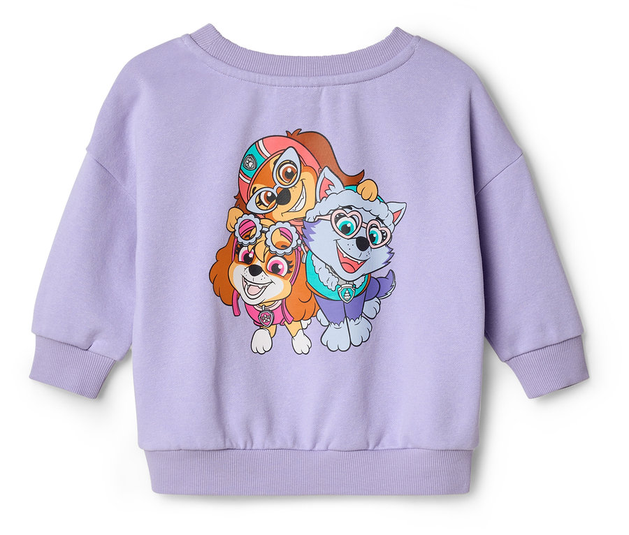 Sweat-shirt violet avec des personnages de Paw Patrol.