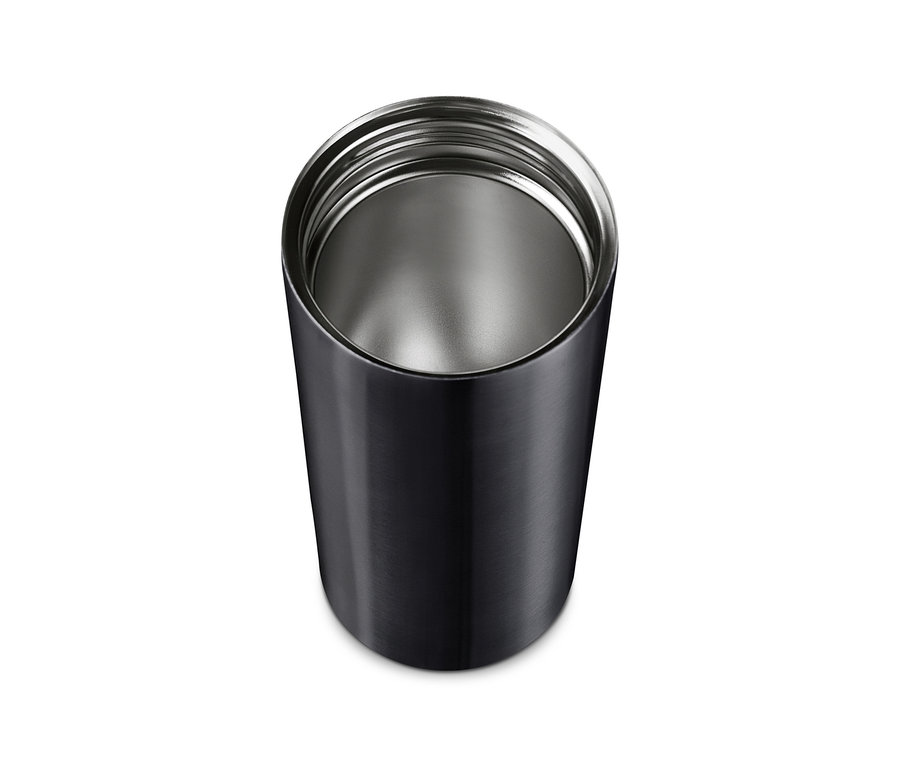 Vue de dessus d'un gobelet à café à emporter anthracite.