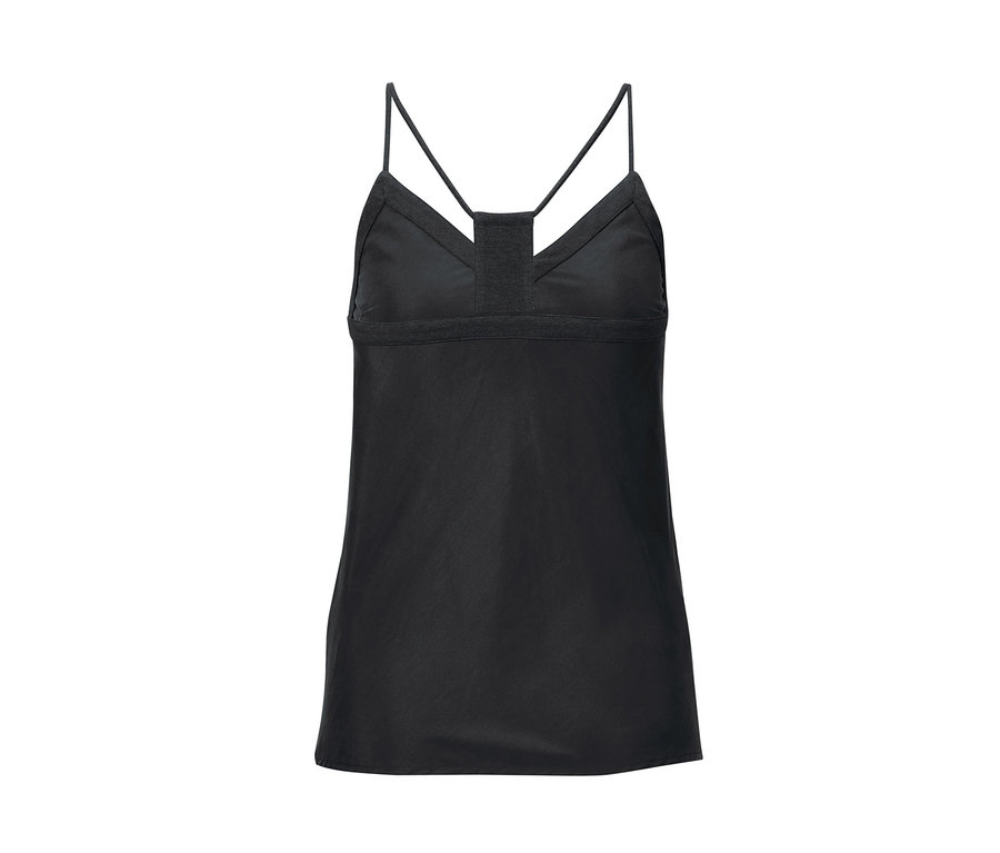 Pyjama tissé noir à bretelles.