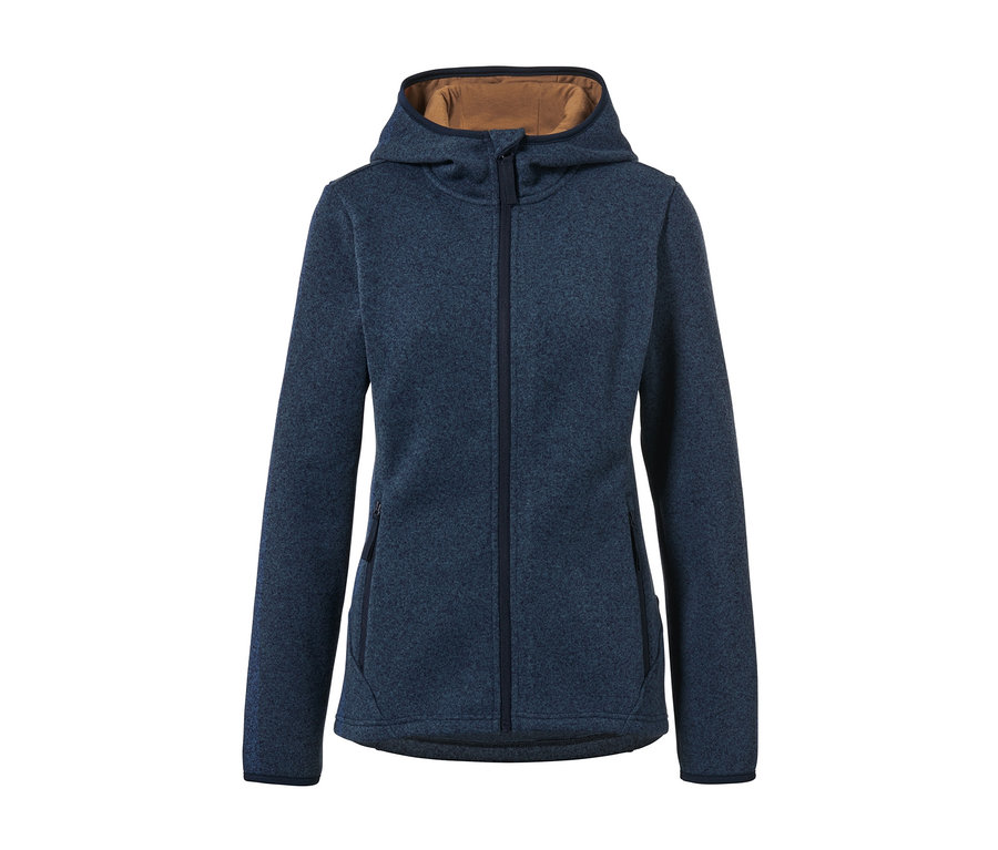 Veste en maille polaire bleu foncé avec capuche.