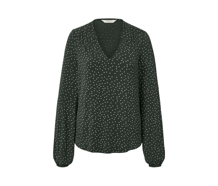 Chemisier à pois présenté.