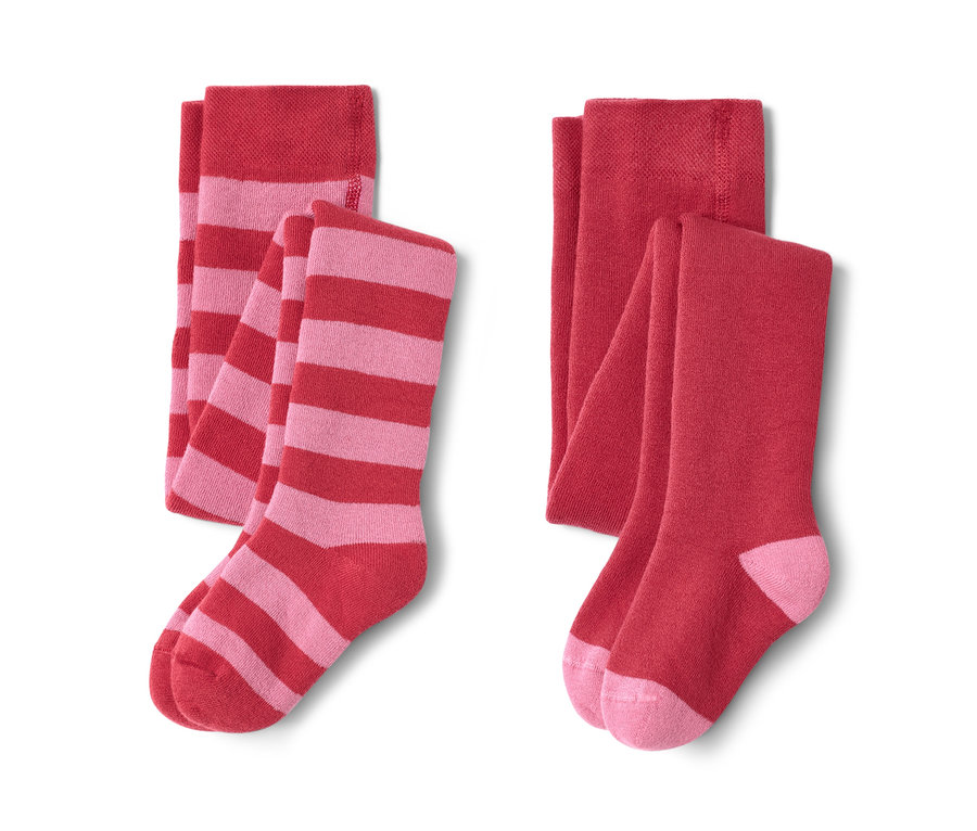 Deux paires de collants thermiques rouges.