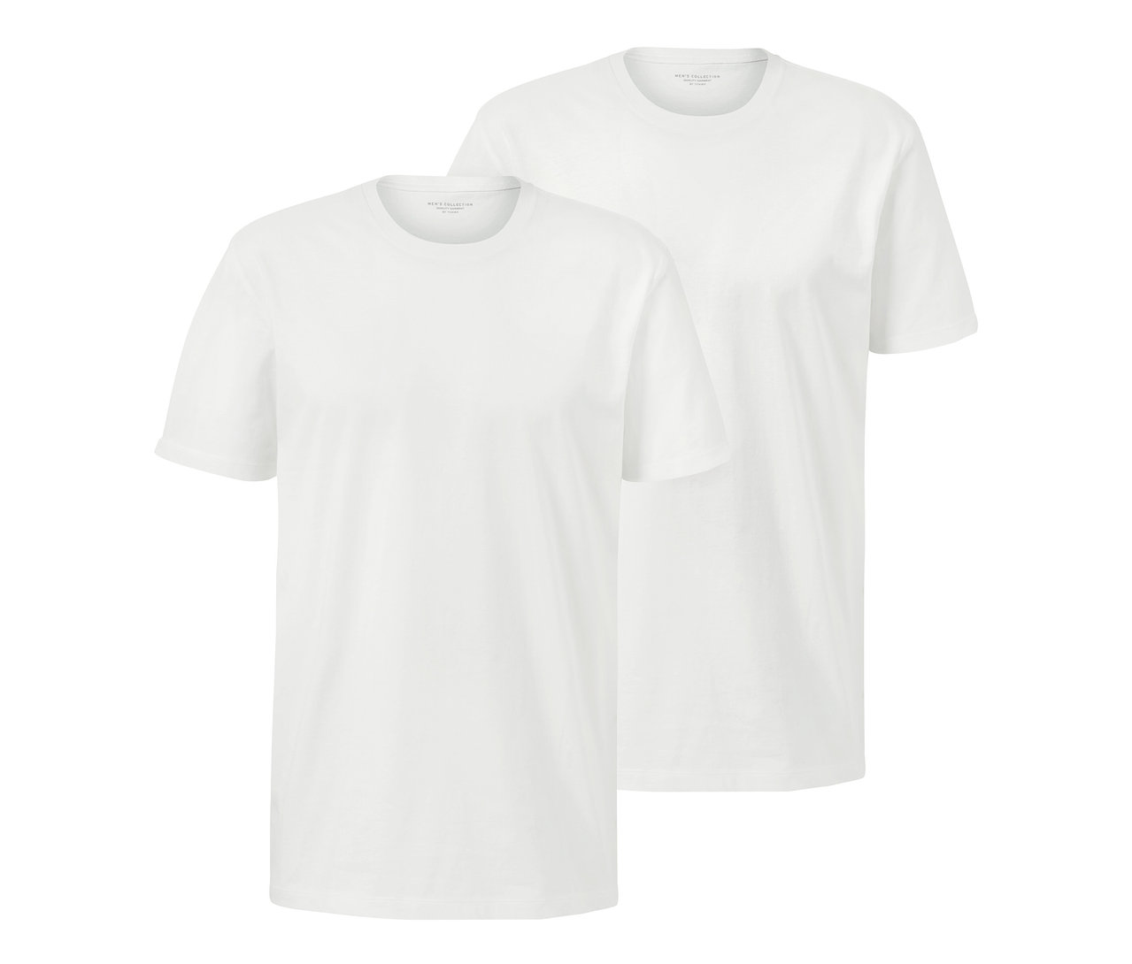 Deux t-shirts blancs à encolure ronde.