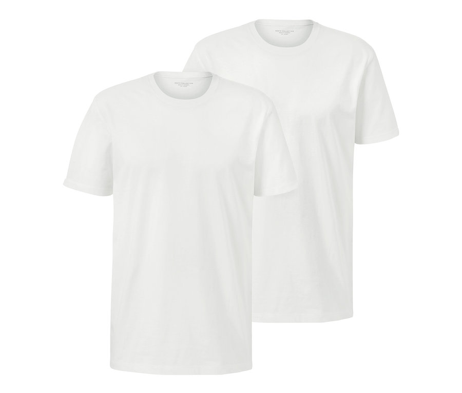 Deux t-shirts blancs à encolure ronde.