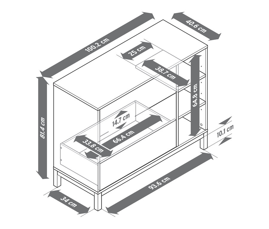 Dimensions de la commode.