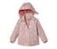 Veste de pluie thermique rose pour enfant avec motif licornes et étoiles.