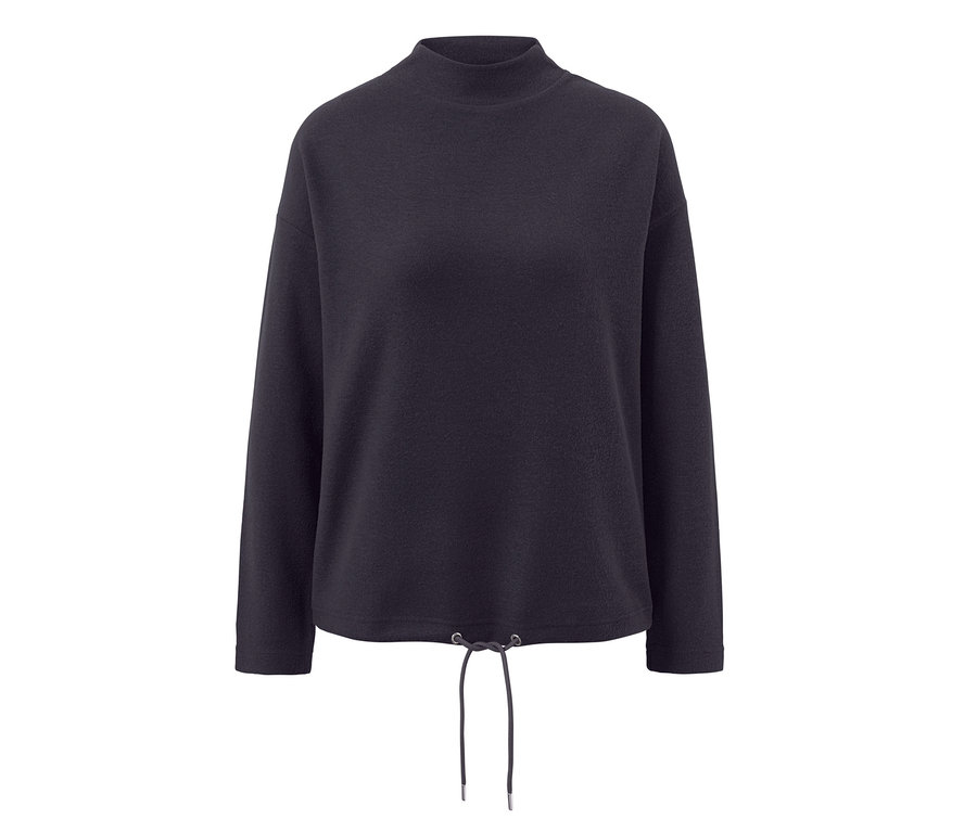 Sweatshirt bleu marine avec col montant.