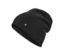 Vue détaillée d'un bonnet noir scintillant en maille fine.