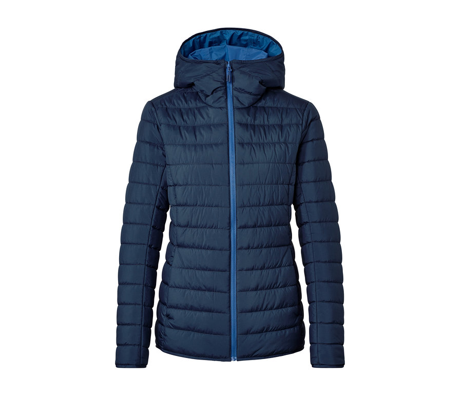 Veste matelassée réversible et imperméable bleue.
