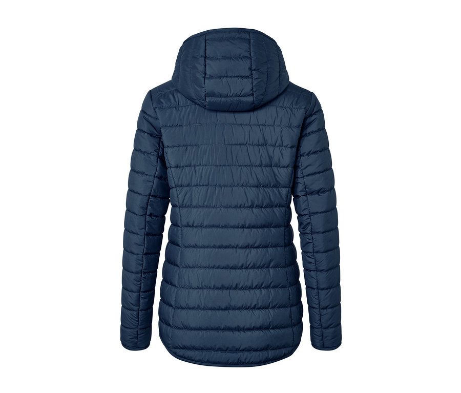 Veste matelassée réversible et imperméable bleue vue de dos.