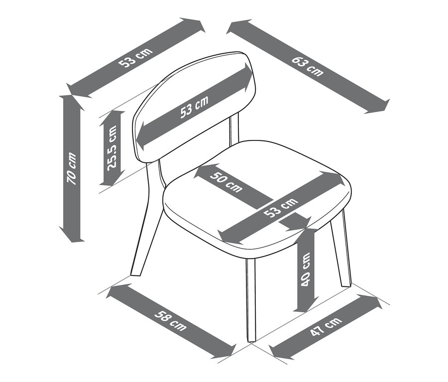 Schéma coté d'une chaise d'intérieur.