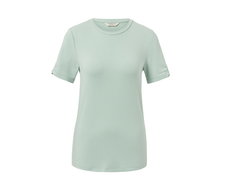 T-shirt côtelé vert menthe.