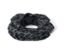 Un foulard multifonction noir avec un motif géométrique réfléchissant sur fond blanc.