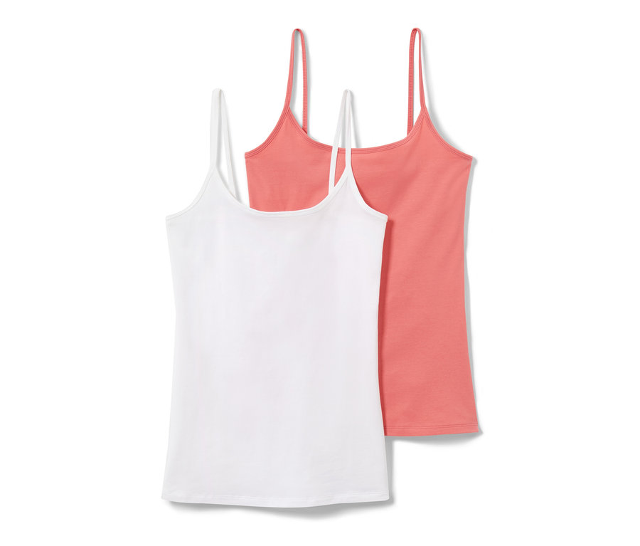 Deux maillots de corps, un blanc et un corail.