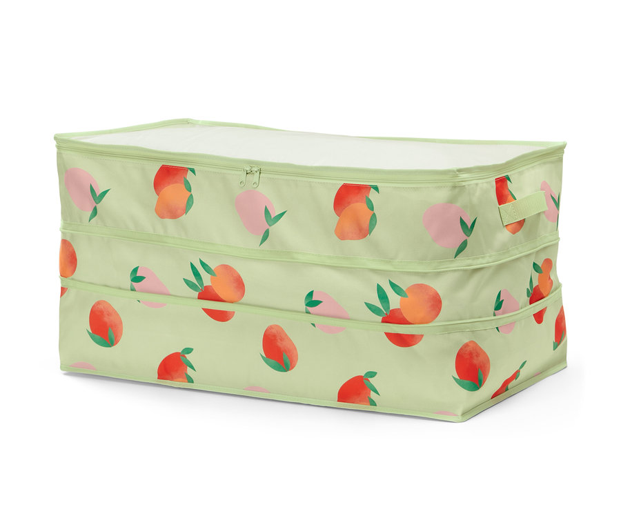 Grand sac de rangement avec un motif de pêches.