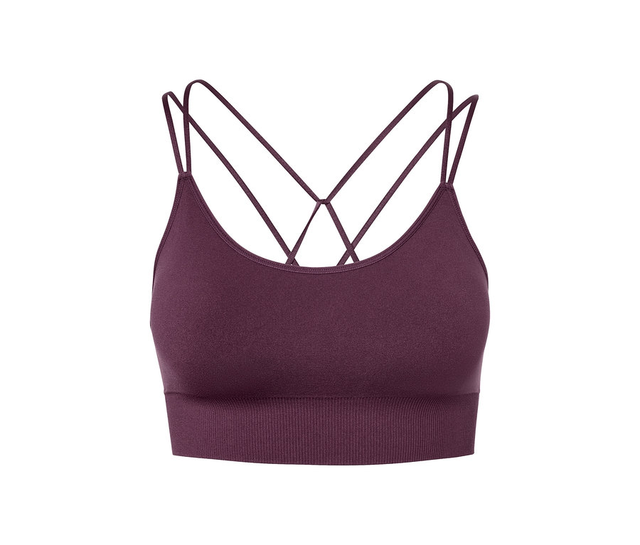 Brassière de sport Seamless violette avec bretelles croisées.