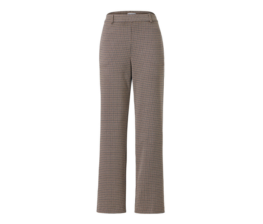 Pantalon jacquard marron. Pantalon jacquard confort avec motif à carreaux.