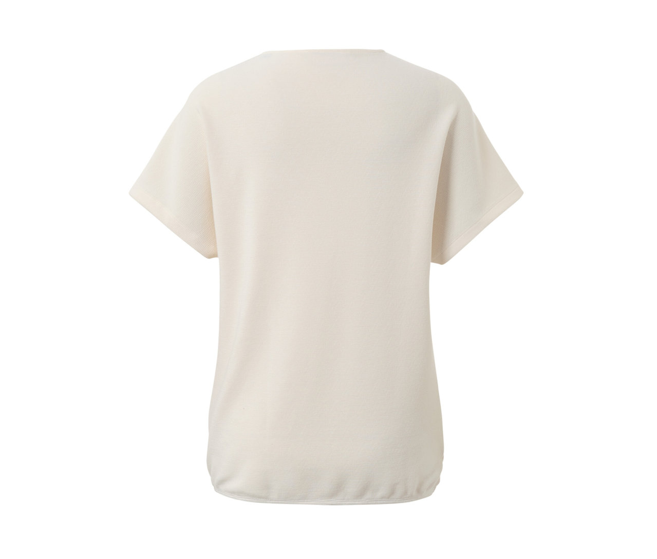 Blouse blanc-crème à manches courtes.