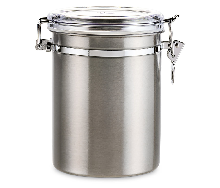 Boîte à arômes en acier inoxydable avec couvercle transparent.