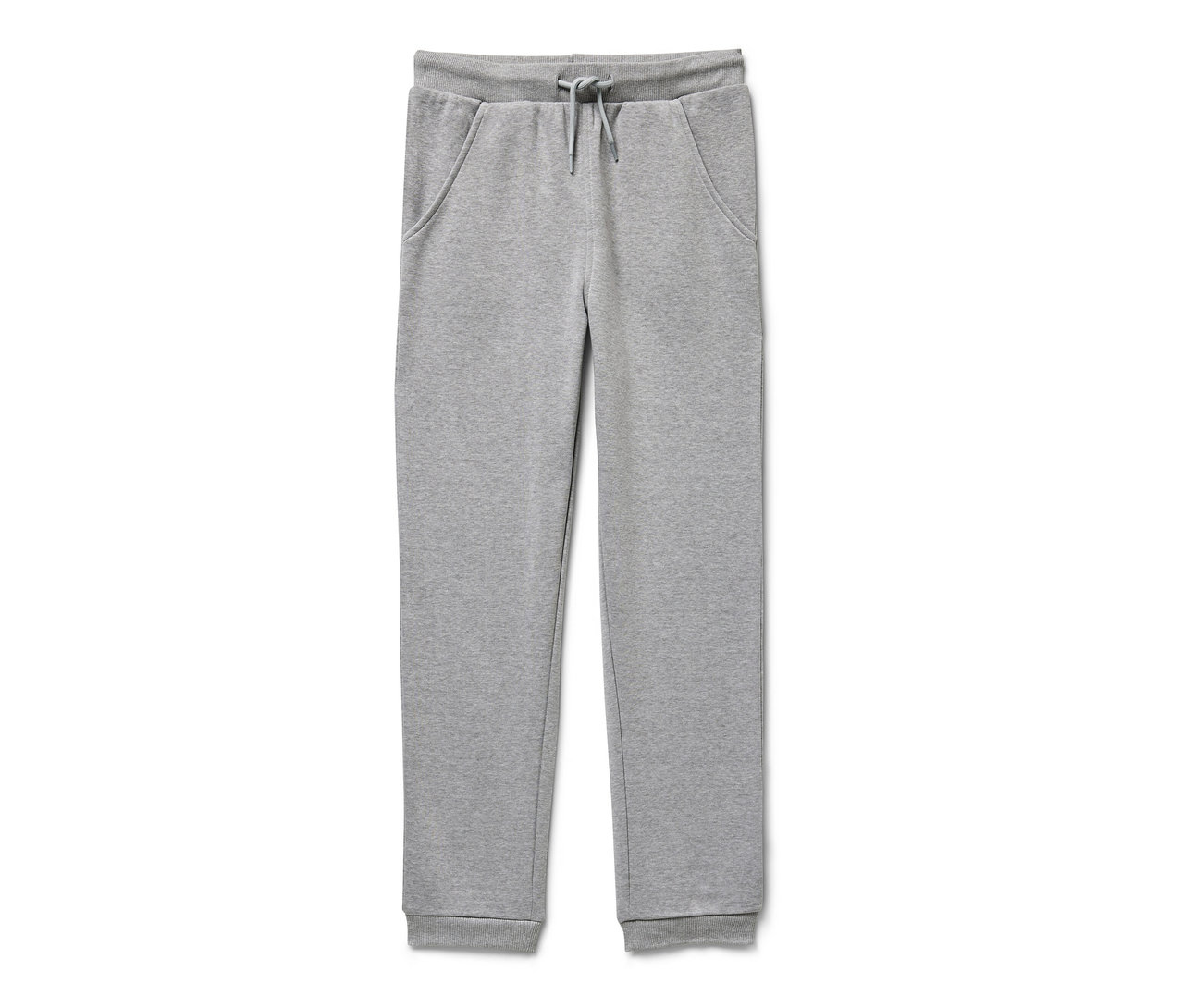 Pantalon de survêtement gris pour enfant avec cordon de serrage à la taille.
