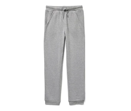 Pantalon de survêtement gris pour enfant avec cordon de serrage à la taille.