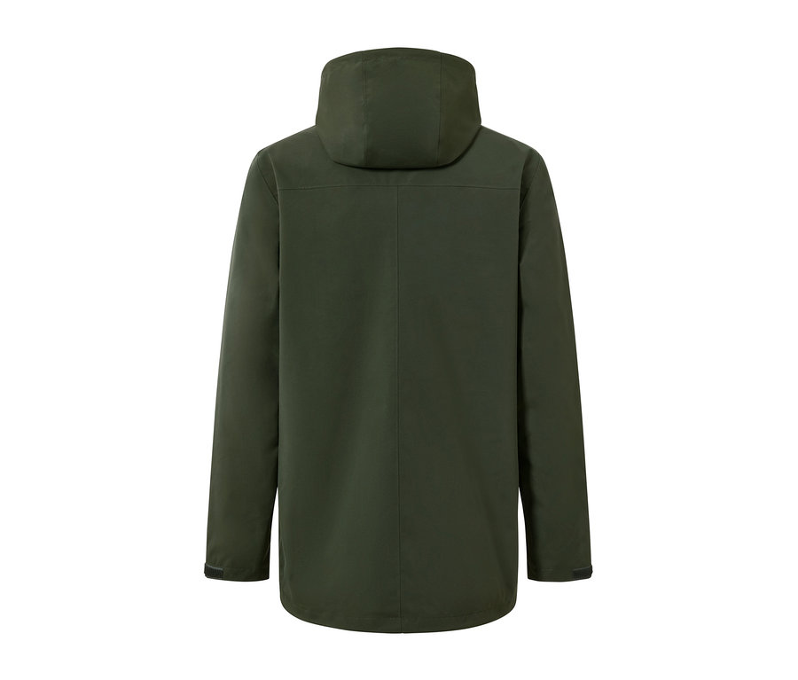 Parka fonctionnelle vert olive vue de dos.